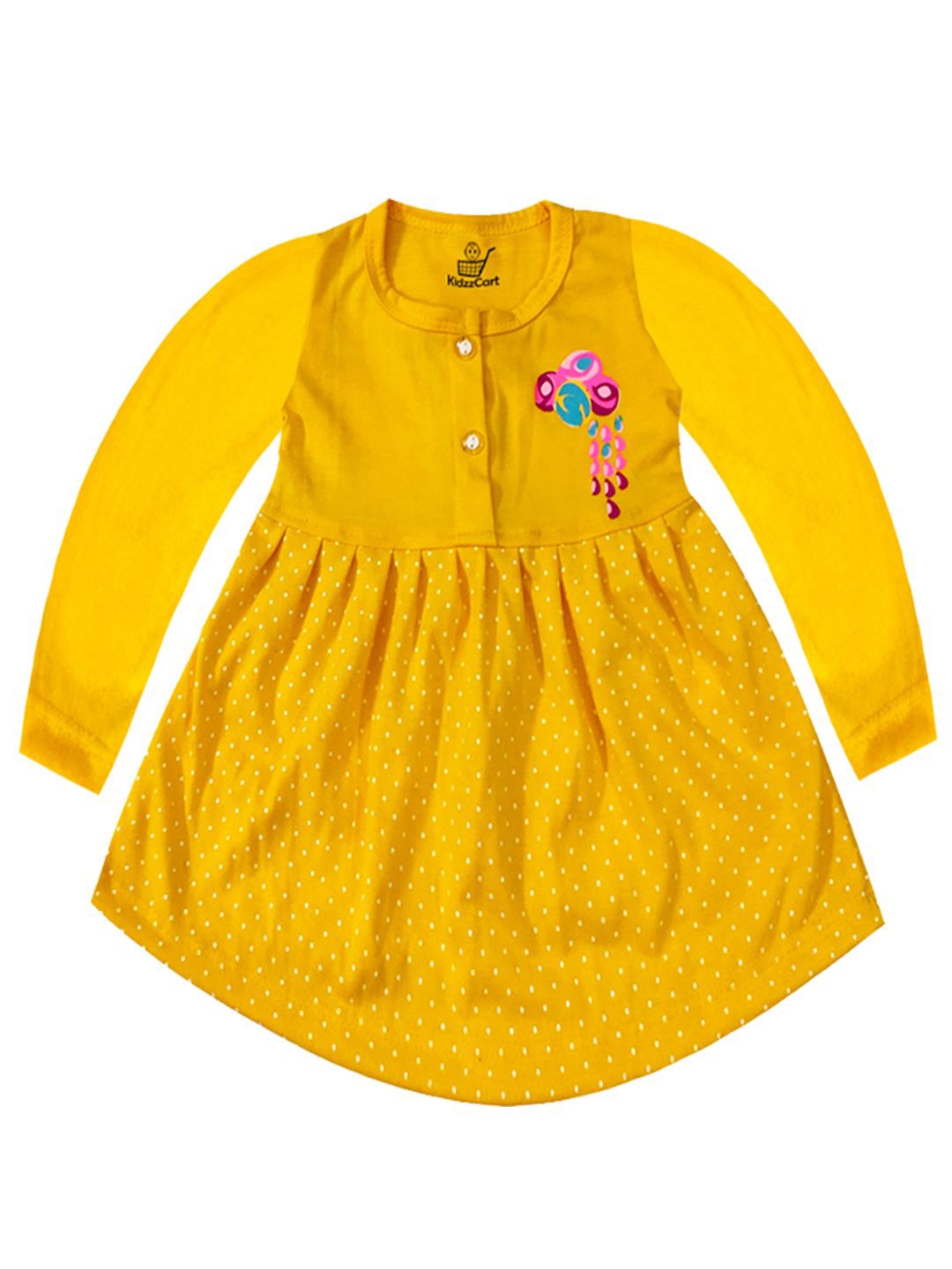 

KidzzCart Floral Print Fit & Flare Dress, Yellow