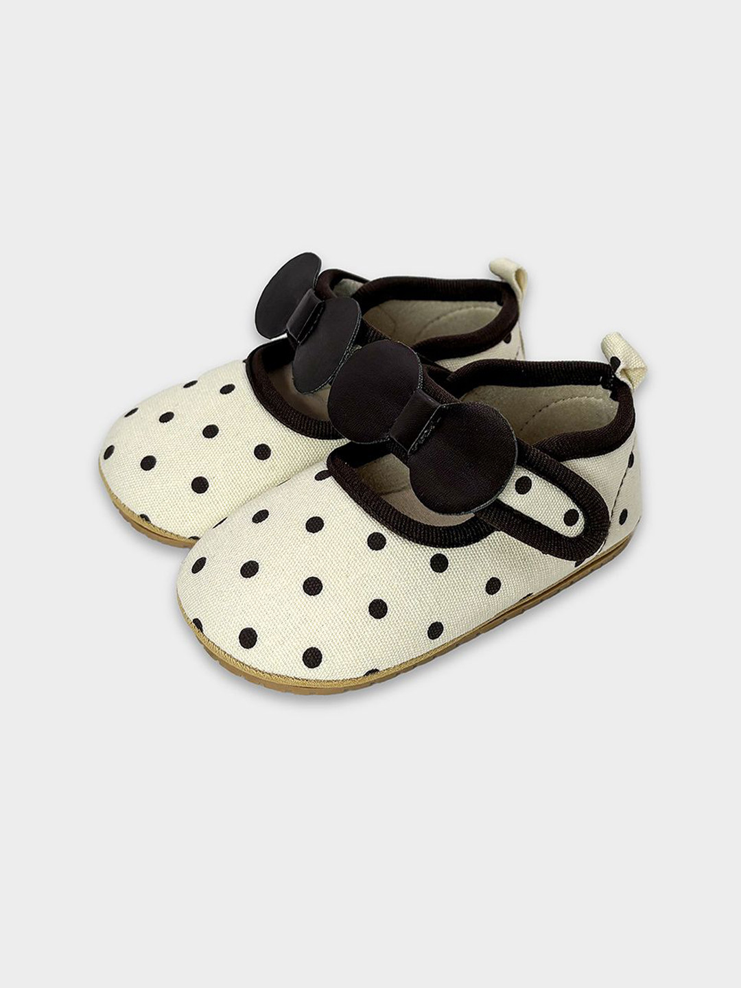 

MiArcus Girls Polka Dot & Bow Design Cotton Booties, Cream