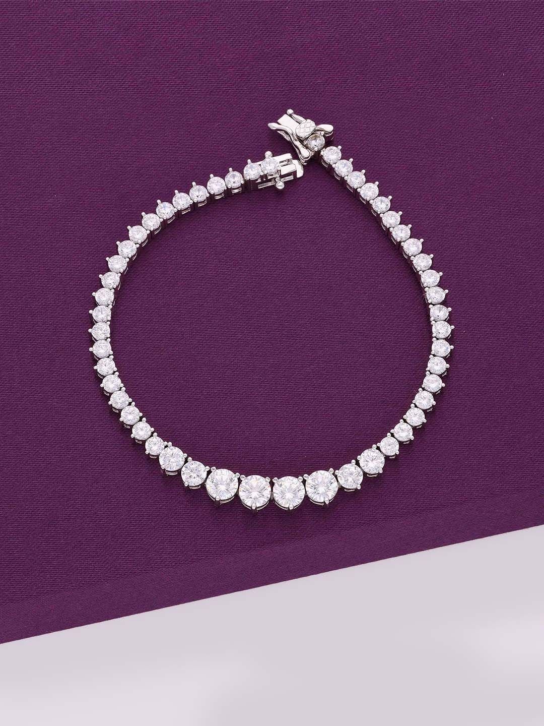 

KAI JEWEL Women 92.5 Silver CZ-Stone Rhodium-Plated Trinity Bond Diamante Link Bracelet