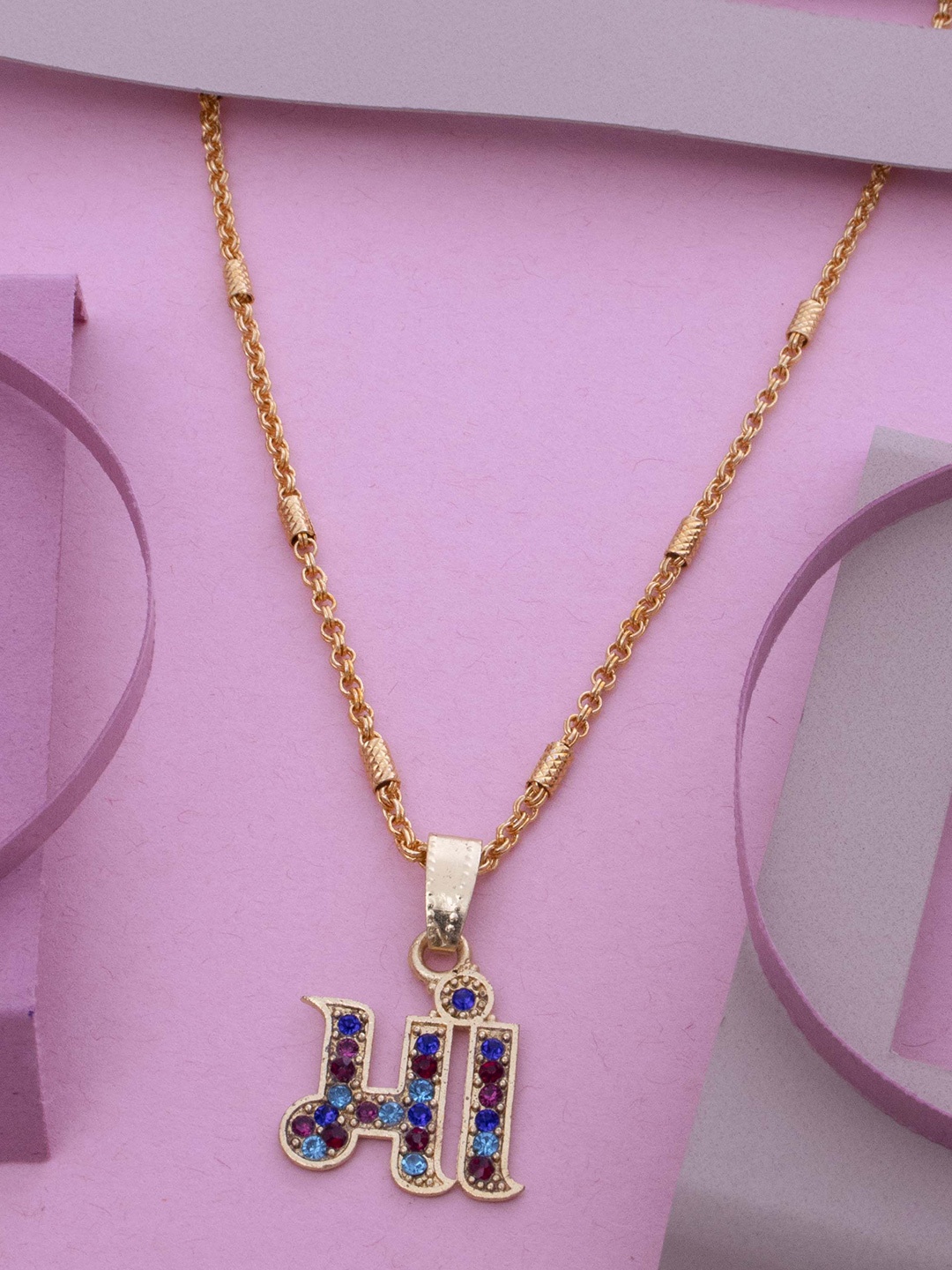 

Ramdev Art Fashion Jwellery Gold-Plated Stone Studded Pendant With Chain