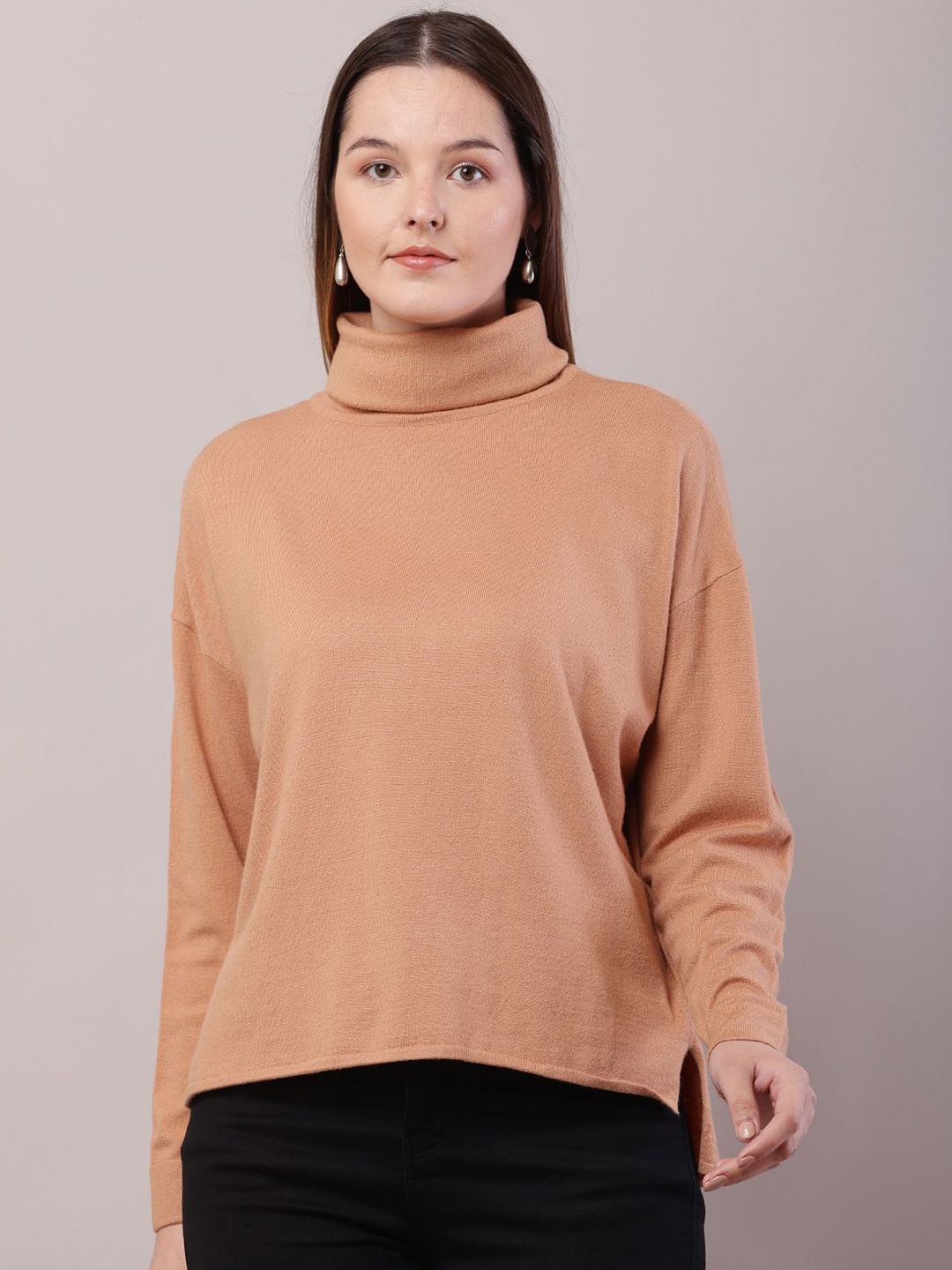 

NoBarr Women Turtle Neck Pullover, Brown