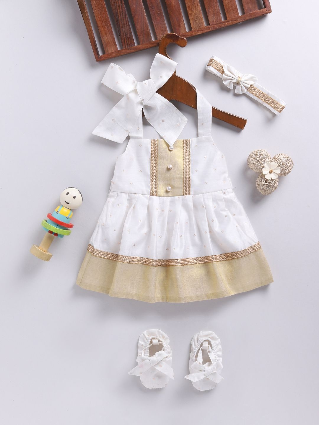

VASTRAMAY Fit & Flare Dress, White