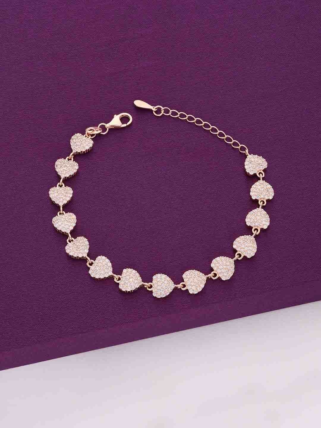 

KAI JEWEL Women 92.5 Silver CZ-Stone Single Strand Crystal Rose Gold-Plated Link Bracelet