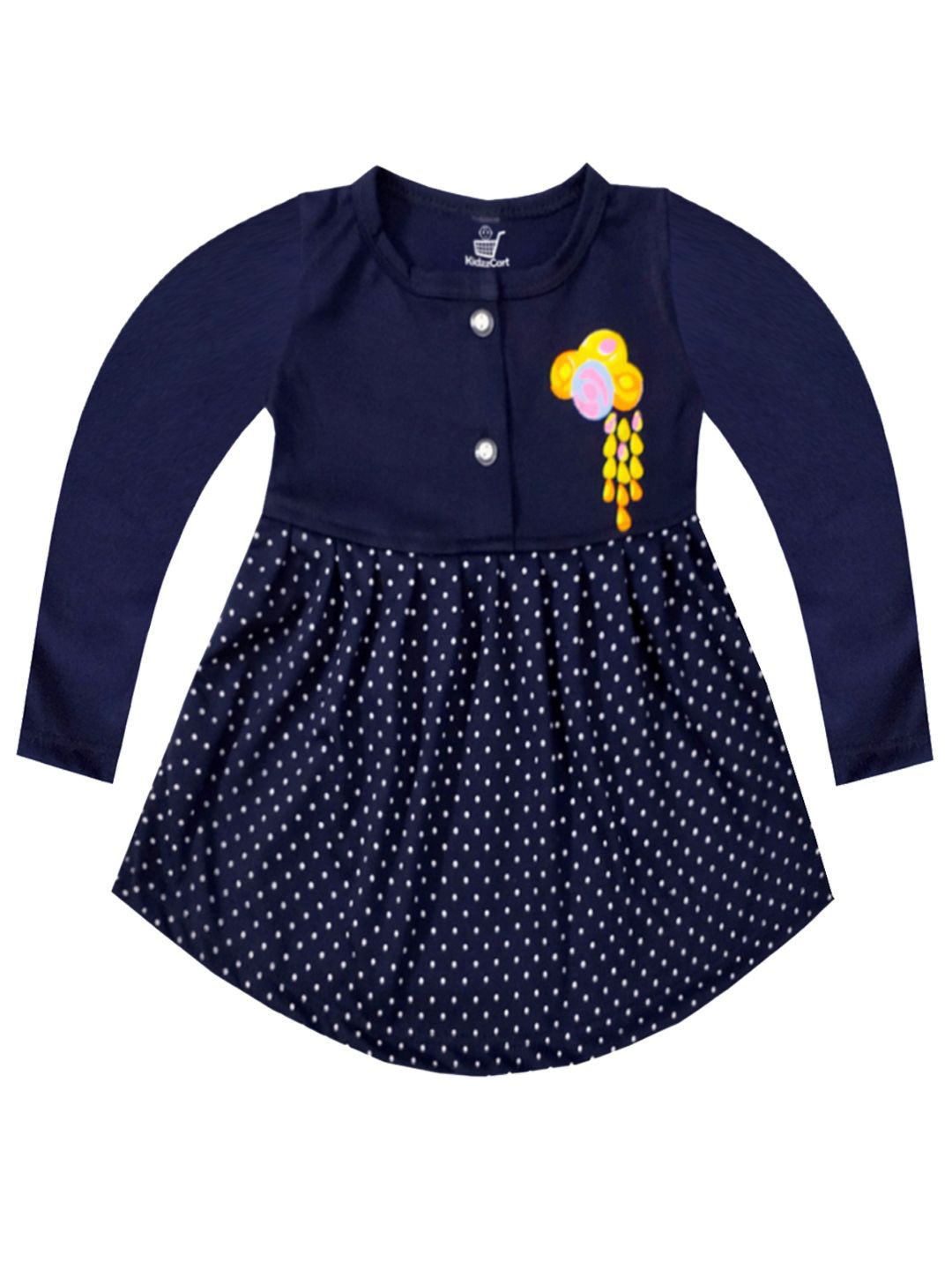 

KidzzCart Floral Print Fit & Flare Dress, Navy blue