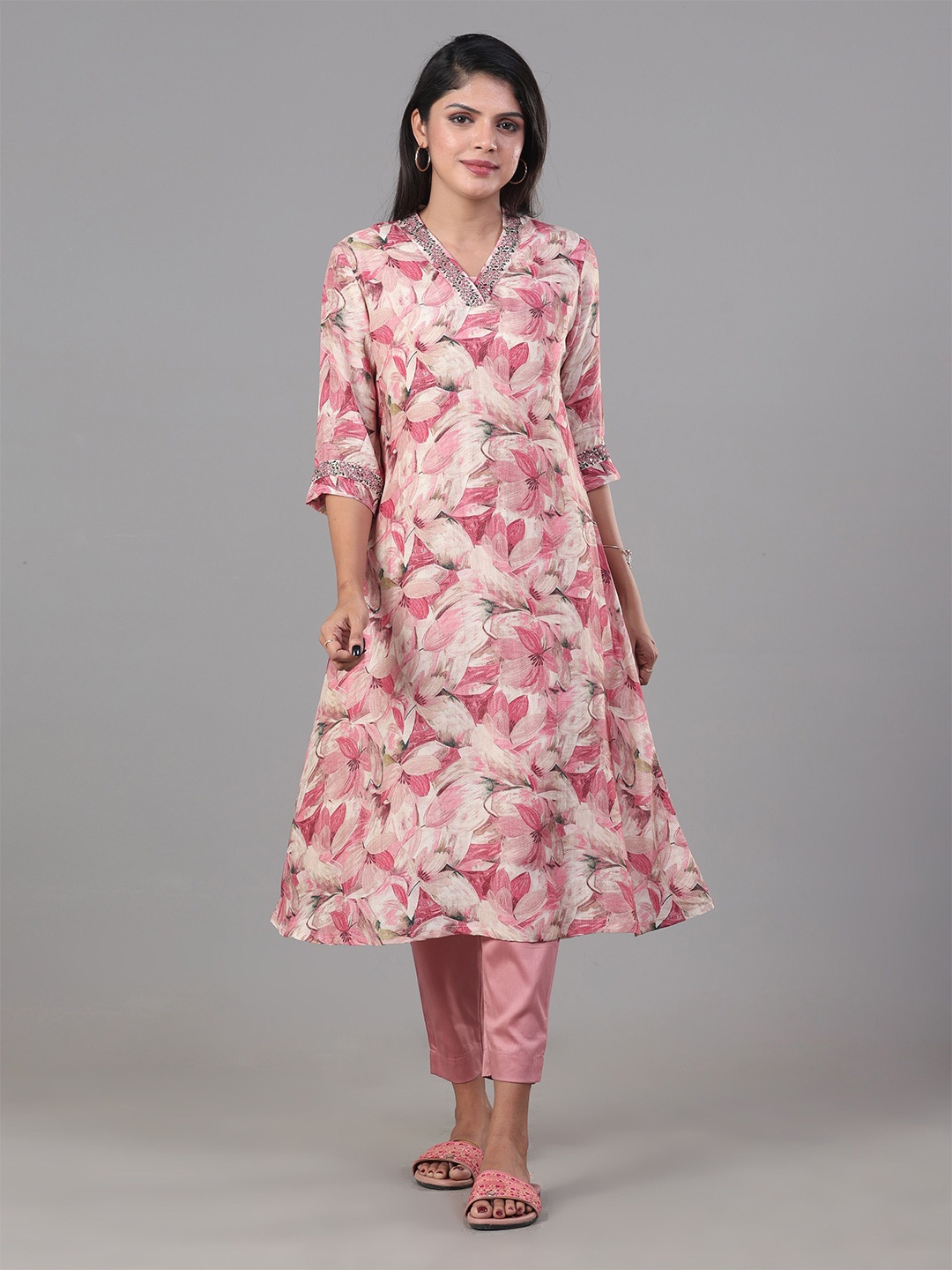 

Vismay Embroidered Kurta With Trousers Kurta Set, Pink