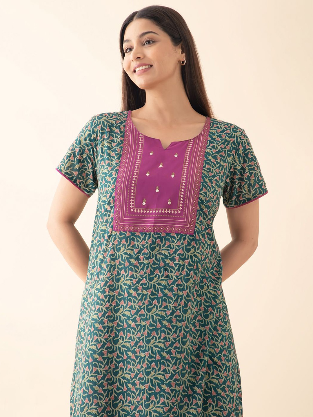 

Maybell Printed Maxi Nightdress, Green