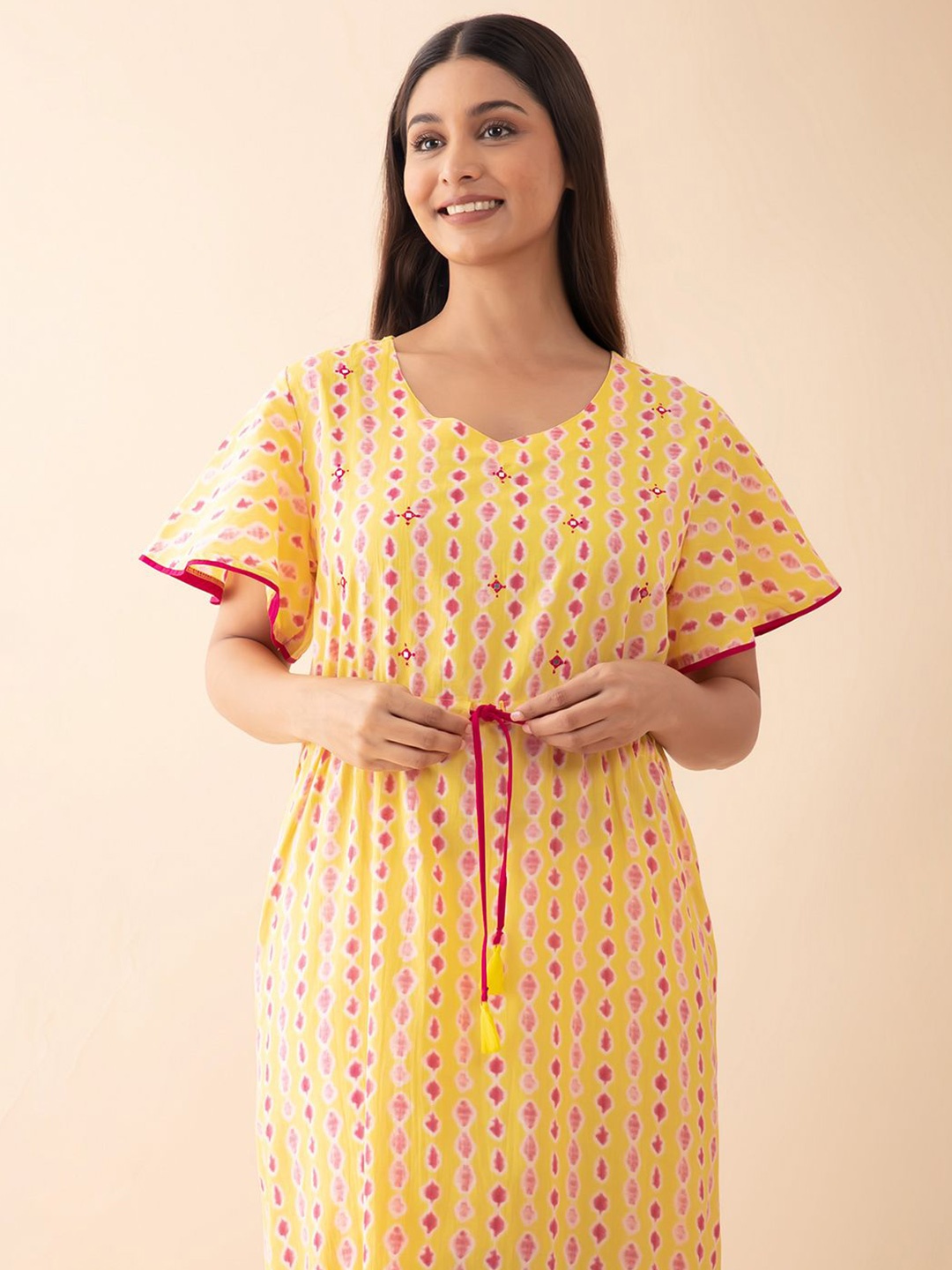 

Maybell Printed Maxi Nightdress, Yellow