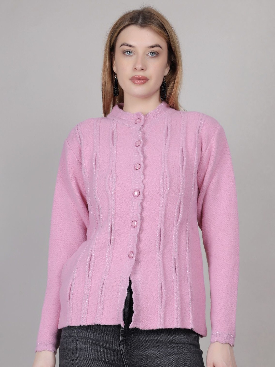 

Thansmay Kleider Women Woollen Cardigan, Pink
