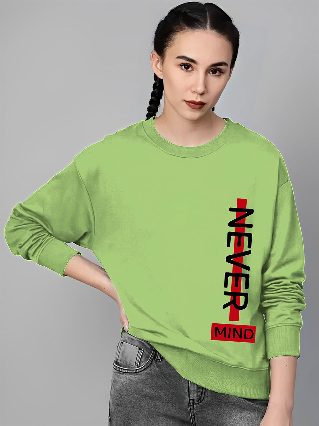 

LECOWAR Women Printed Sweatshirt, Green
