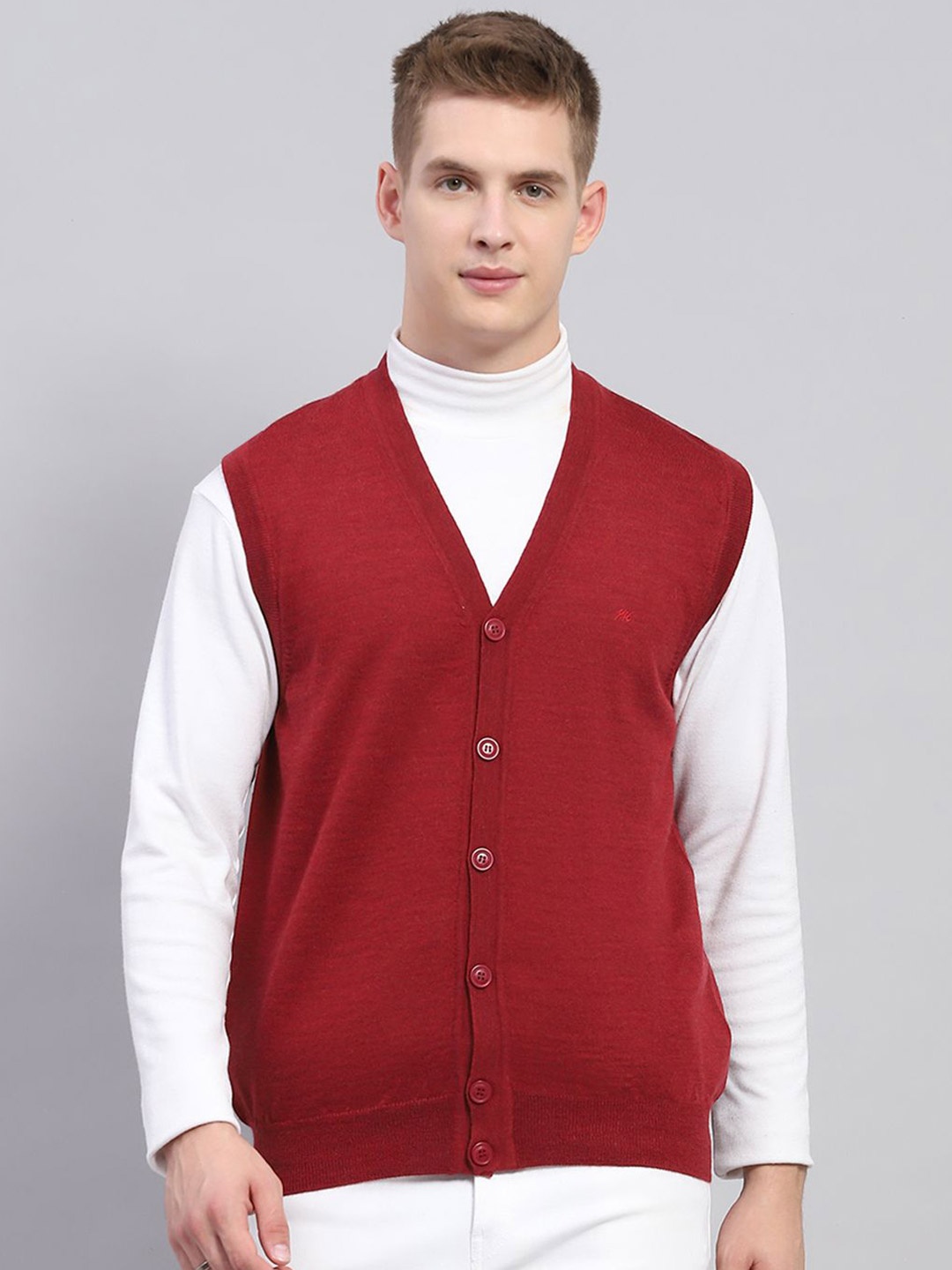 

Monte Carlo Men Woollen Sweater Vest, Maroon