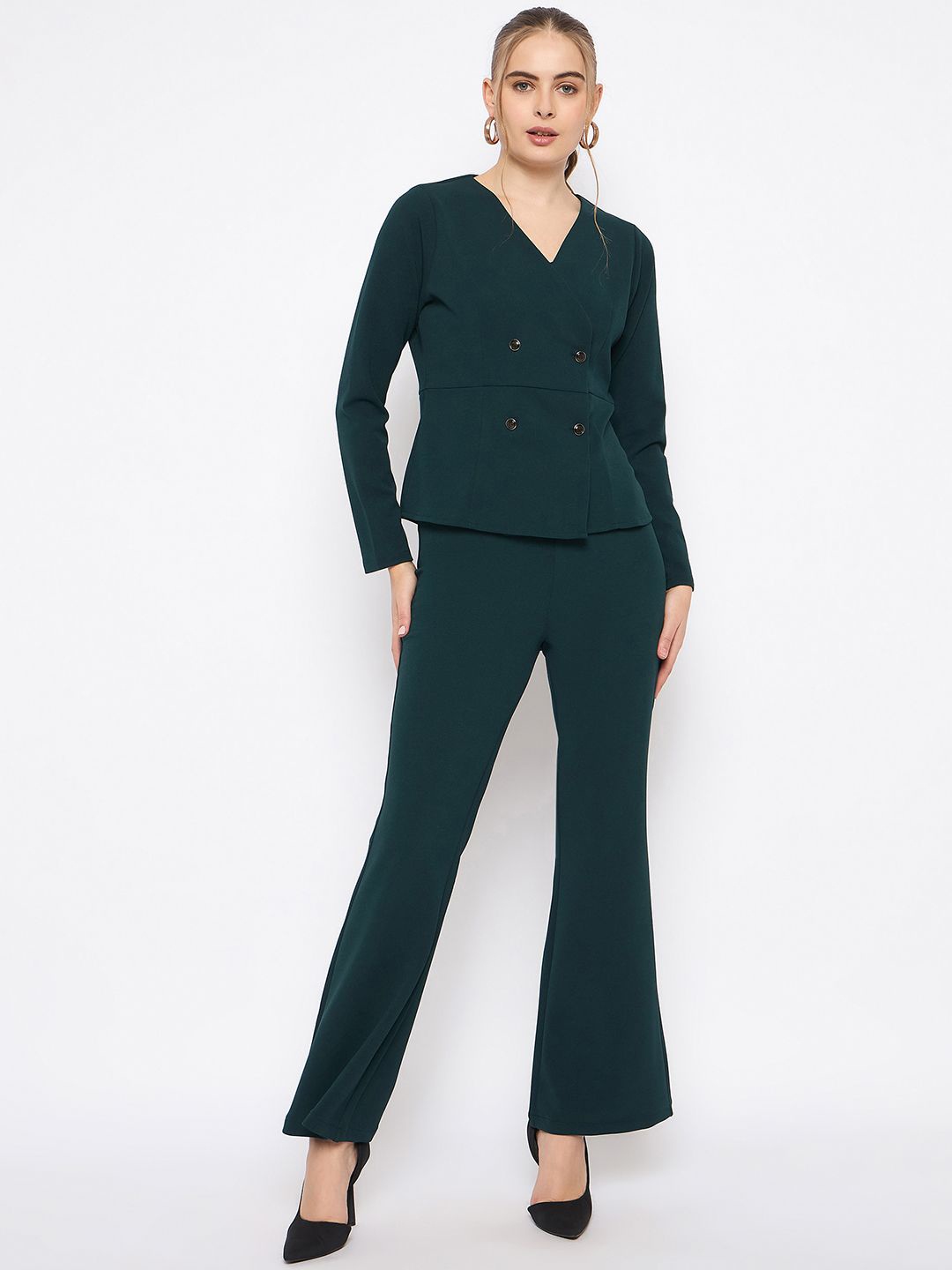 

Madame V-Neck Top With Trousers, Teal