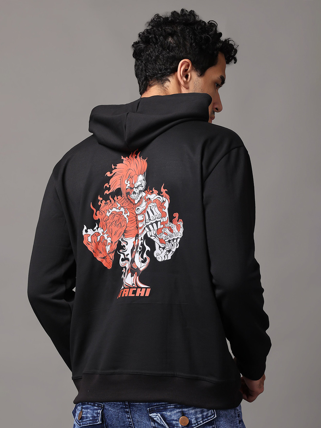 

zentik Men Graphic Printed Hooded Pullover Sweatshirt, Black