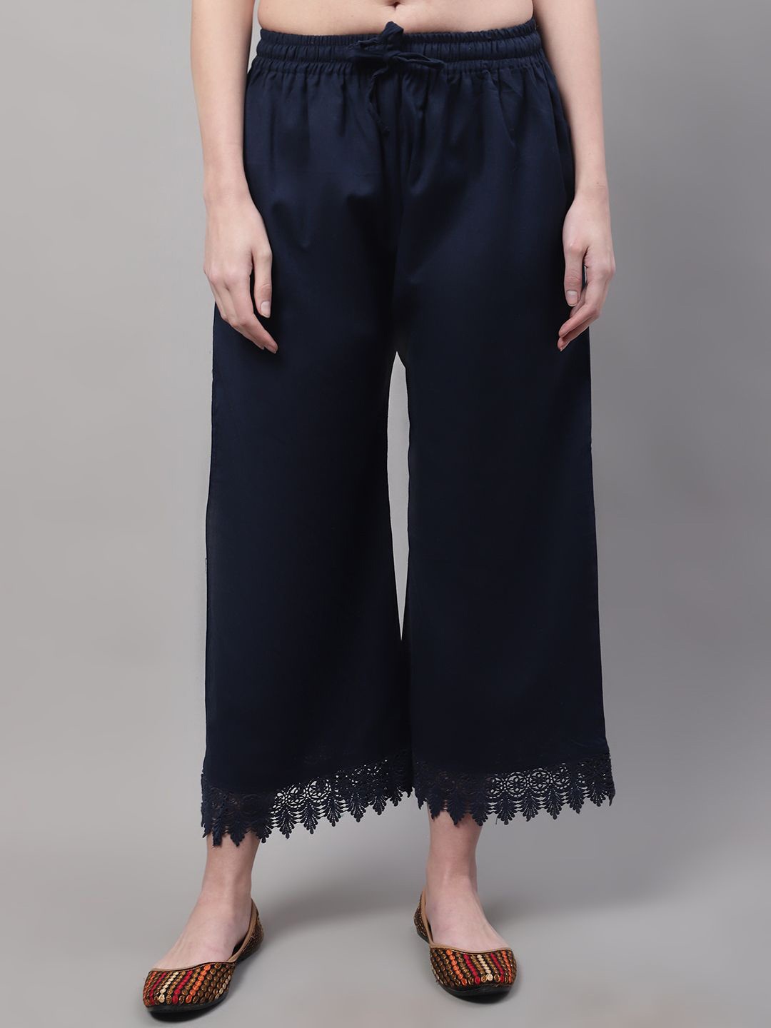 

Valles365 by S.C. Women Flared Lace Palazzos, Navy blue