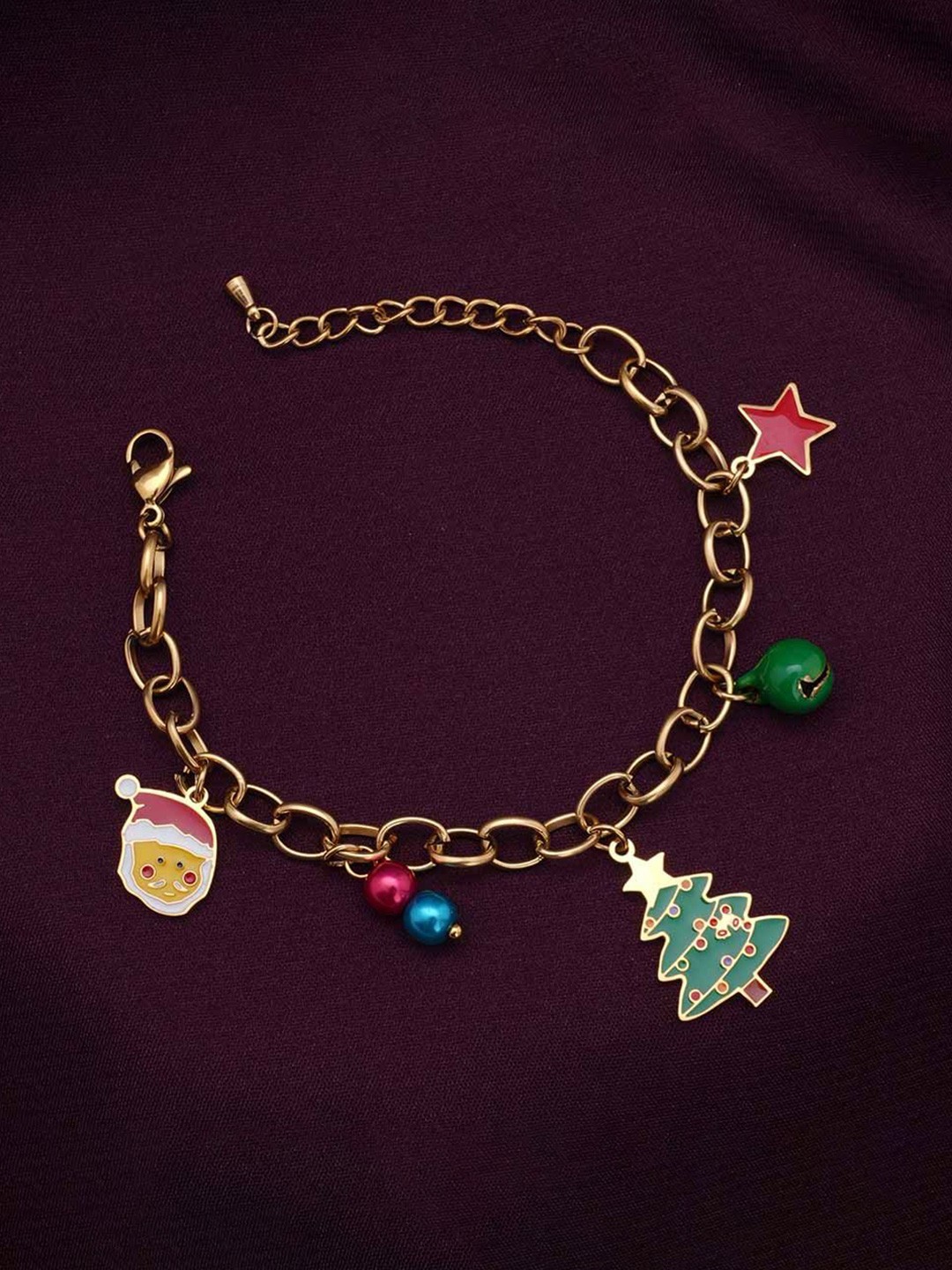 

PALMONAS Women Gold-Plated Waterproof & Anti-Tarnish Christmas Charm Bracelet