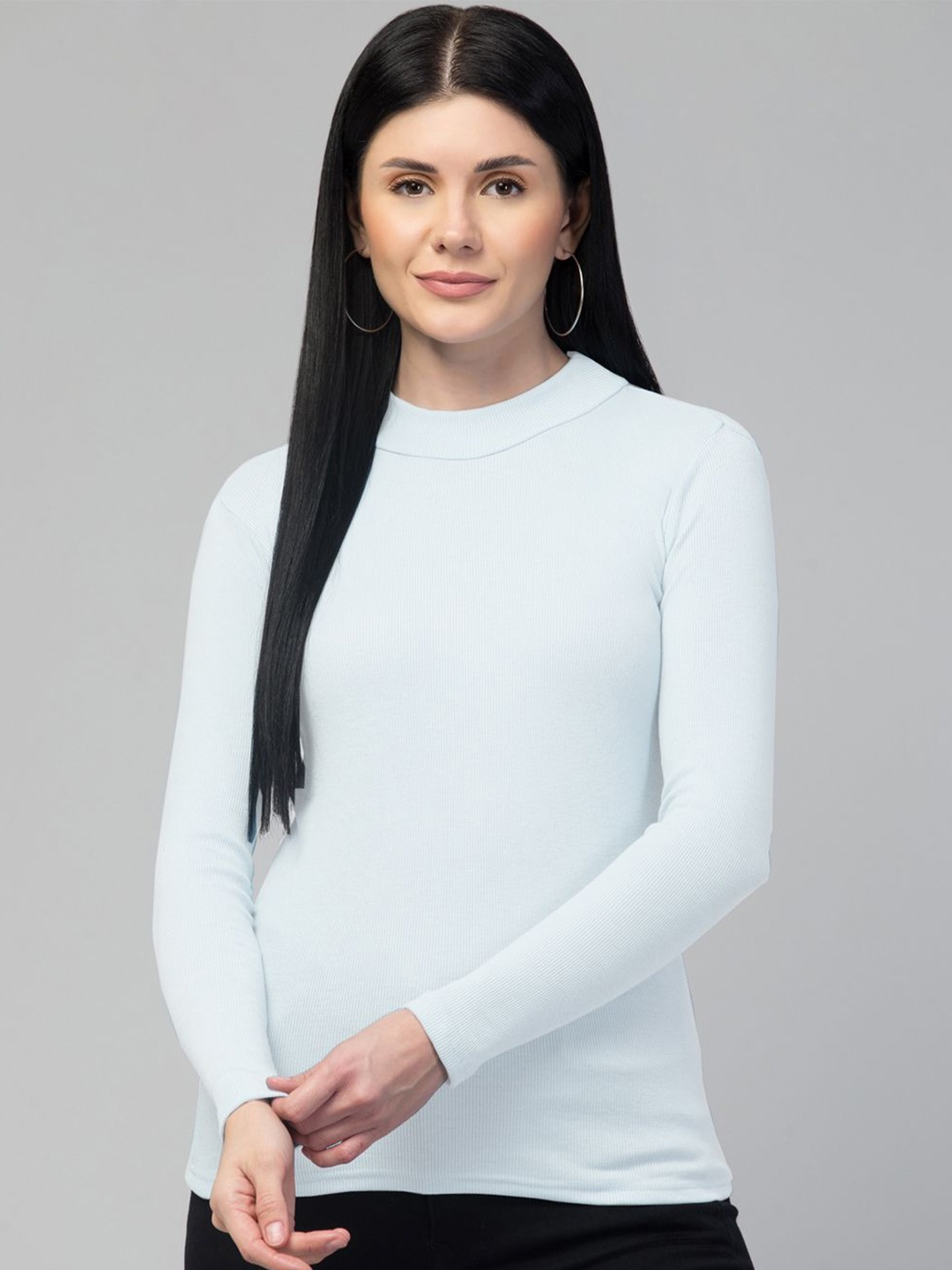 

Trend Level Women High Neck Cotton Top, White