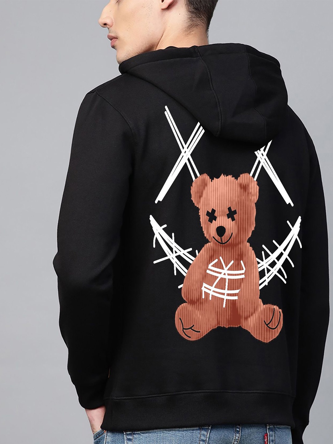 

zentik Men Printed Hooded Sweatshirt, Black