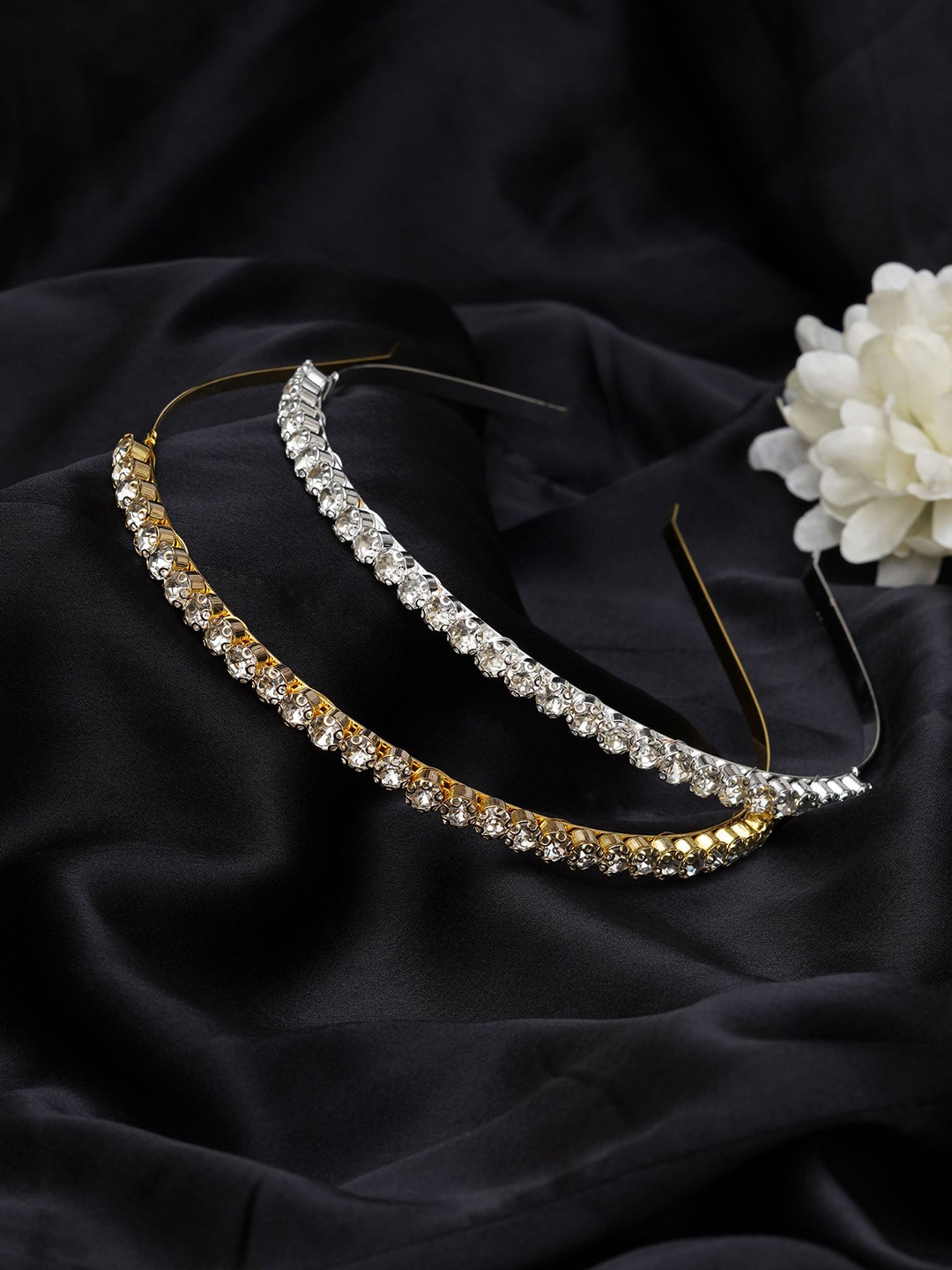 

JEWILLEY Women Set of 2 Embellished Hairband, Gold