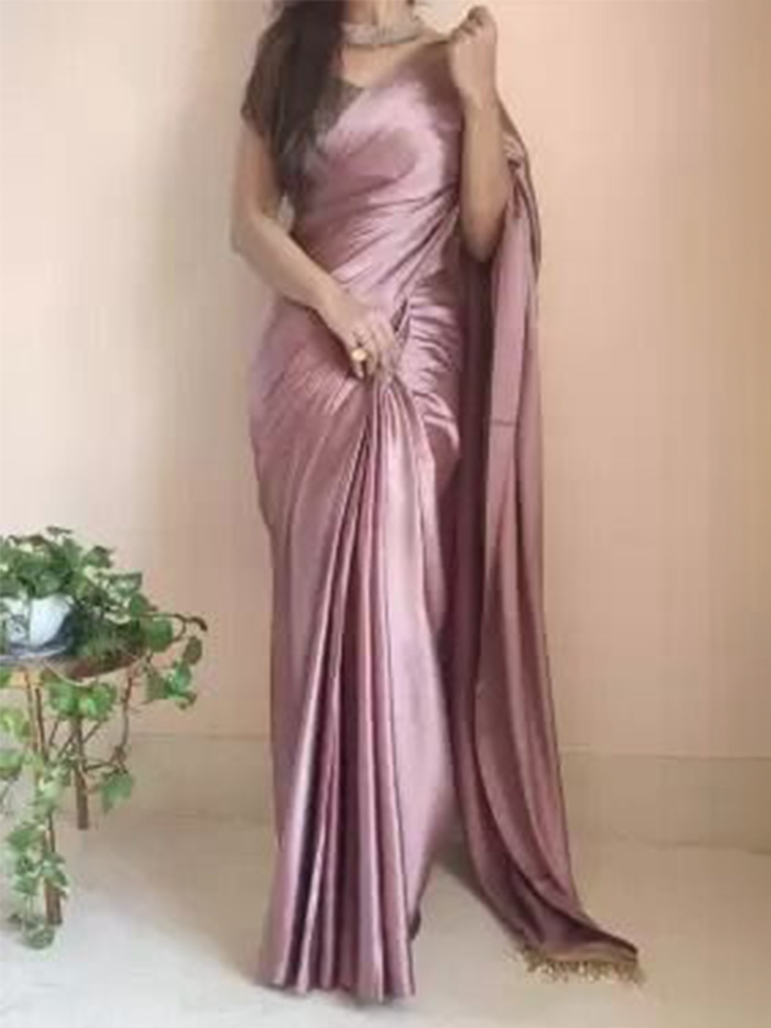 

Florence Satin Designer Saree, Sea green