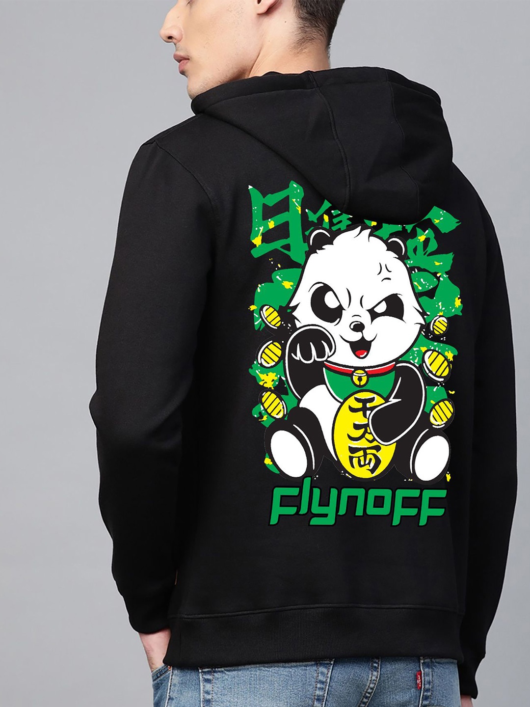 

zentik Men Printed Hooded Sweatshirt, Black