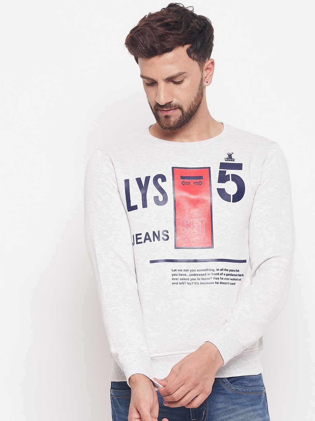 

LYCOS Men Printed Sweatshirt, Grey
