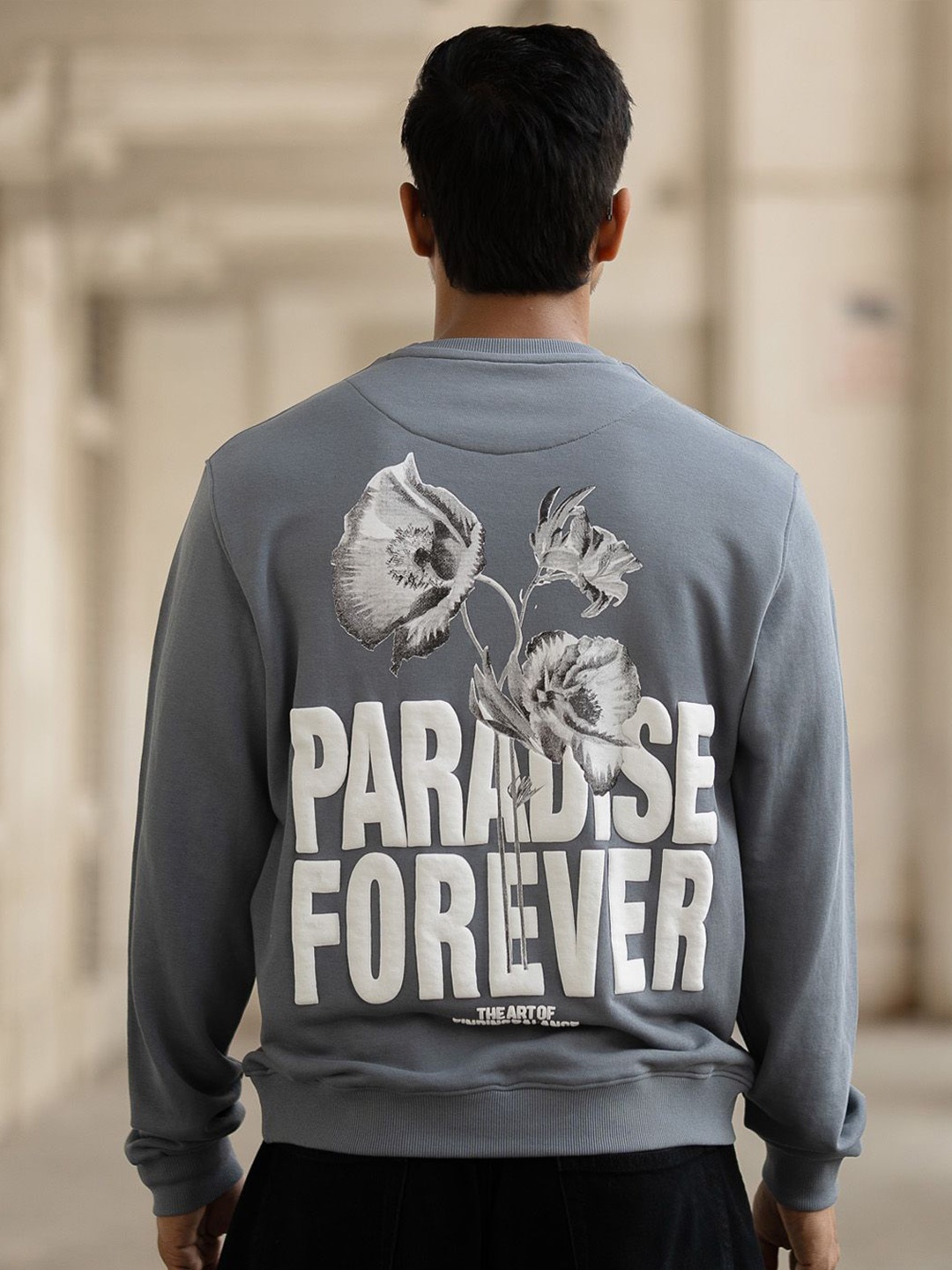 

Powerlook Men Typography Printed Pure Cotton Sweatshirt, Grey