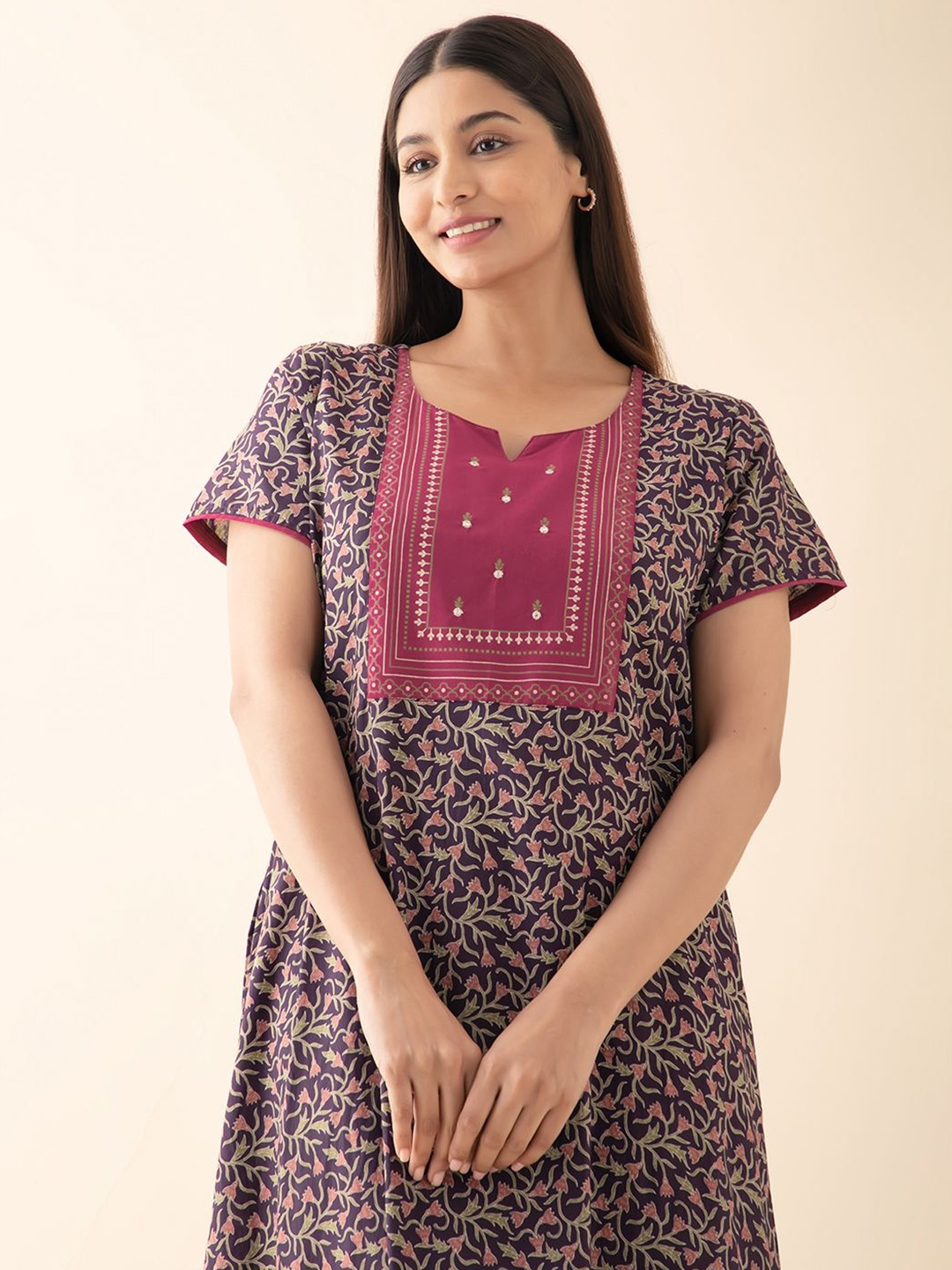 

Maybell Printed Maxi Nightdress, Purple