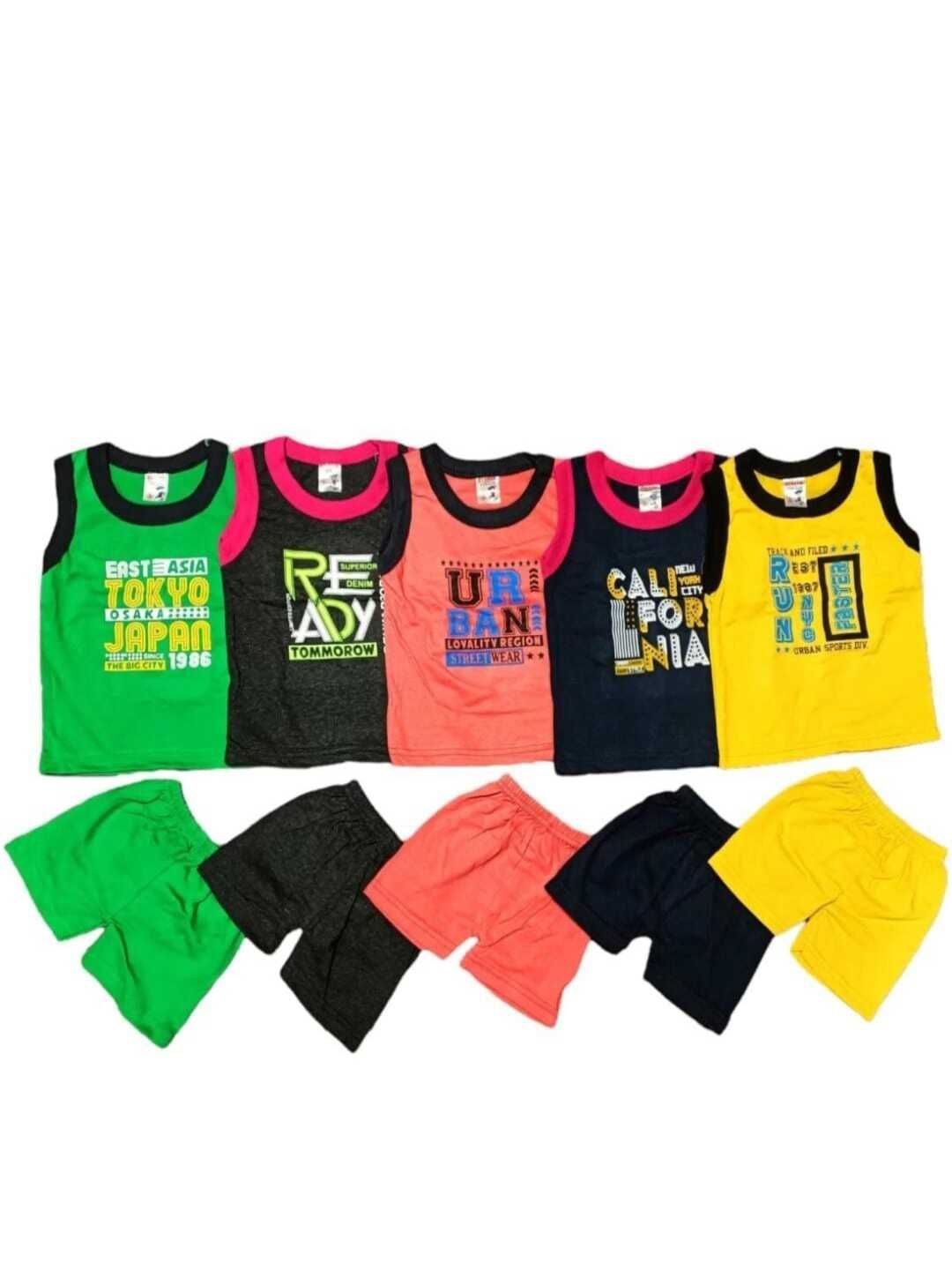 

ZIPWELL Unisex Kids Pack Of 5 Printed T-Shirt With Shorts, Green
