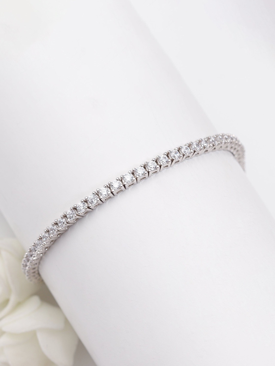 

GIVA 925 Silver Rhodium-Plated Cubic Zirconia Studded Tennis Wraparound Bracelet