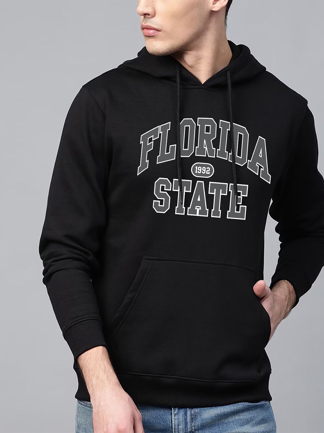 

zentik Men Printed Hooded Sweatshirt, Black