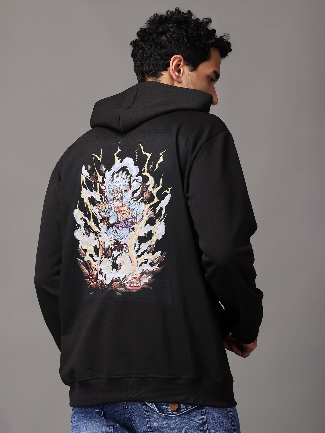 

zentik Men Printed Hooded Pullover Sweatshirt, Black