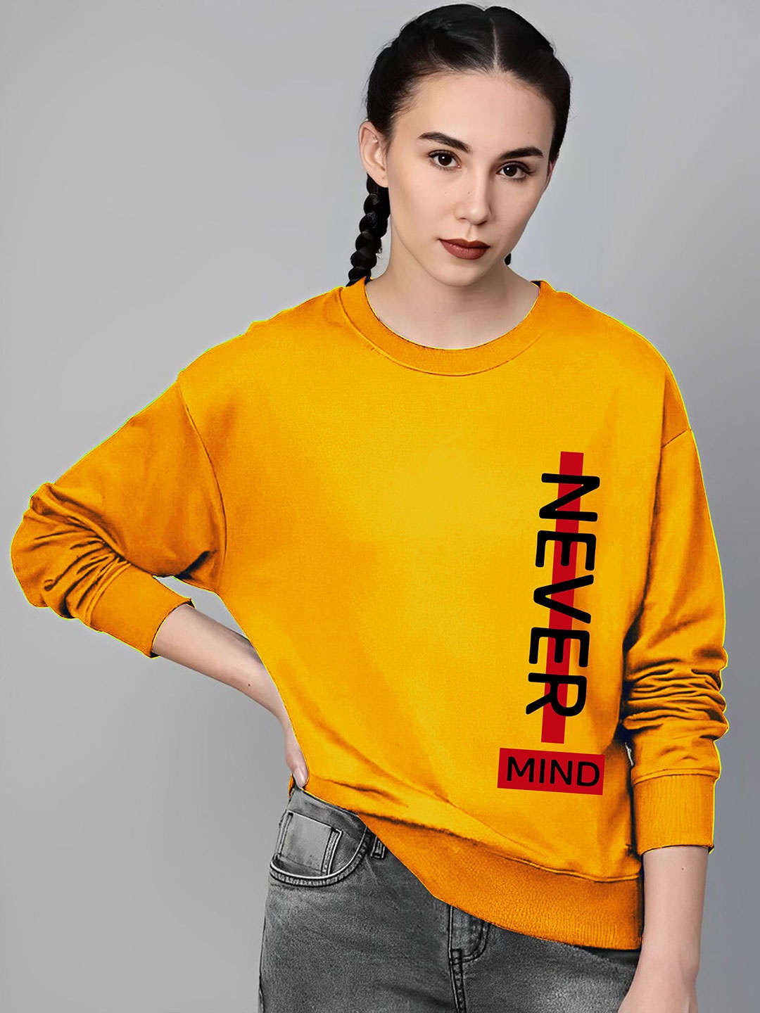 

LECOWAR Women Printed Pullover Sweatshirt, Mustard
