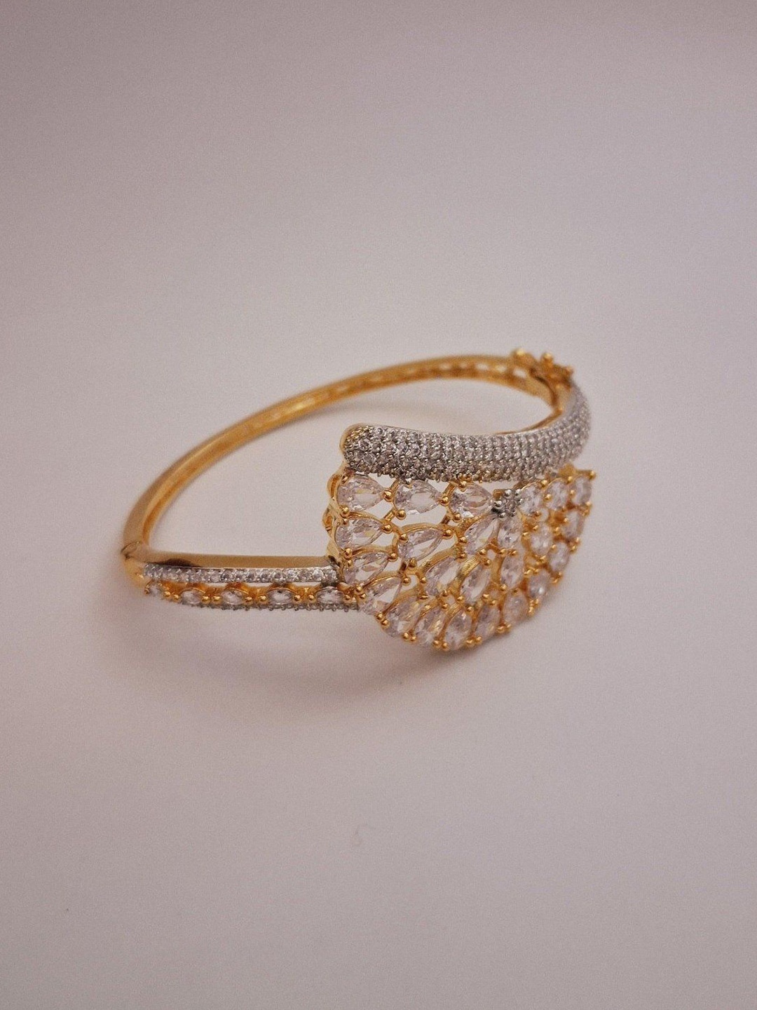 

Zevarly Women American Diamond Gold-Plated Kada Bracelet