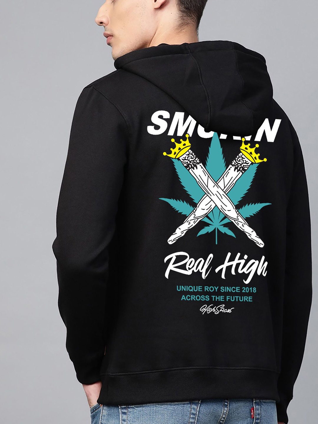 

zentik Men Printed Hooded Sweatshirt, Black