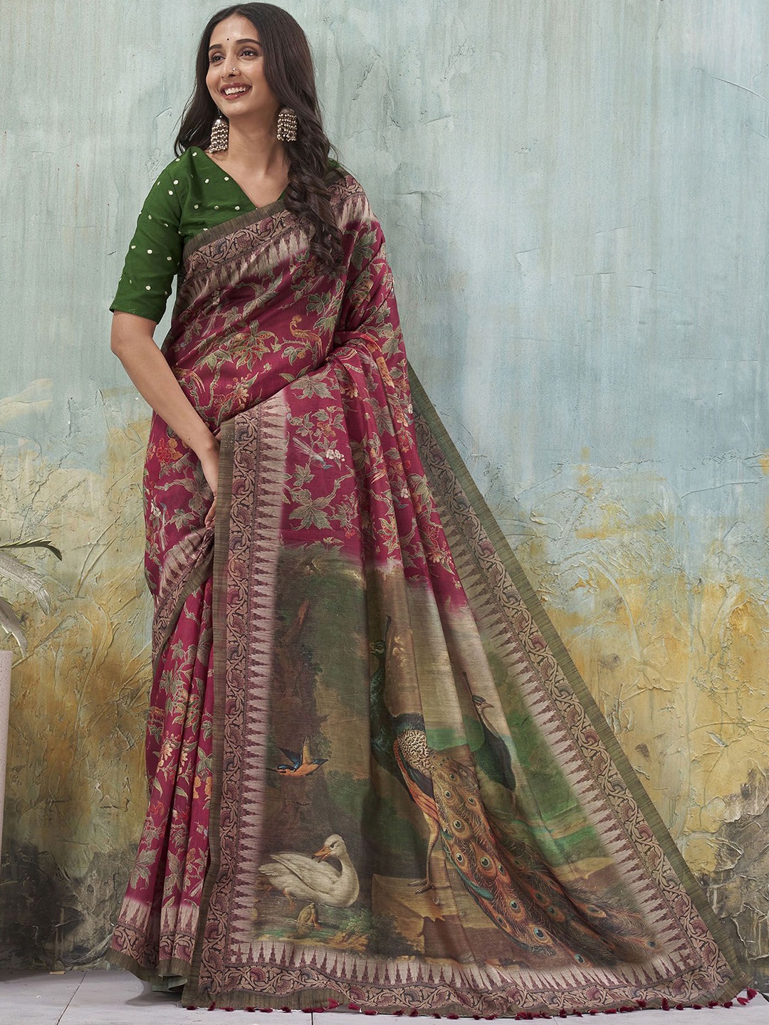 

Ekana Ethnic Motifs Silk Cotton Saree, Pink