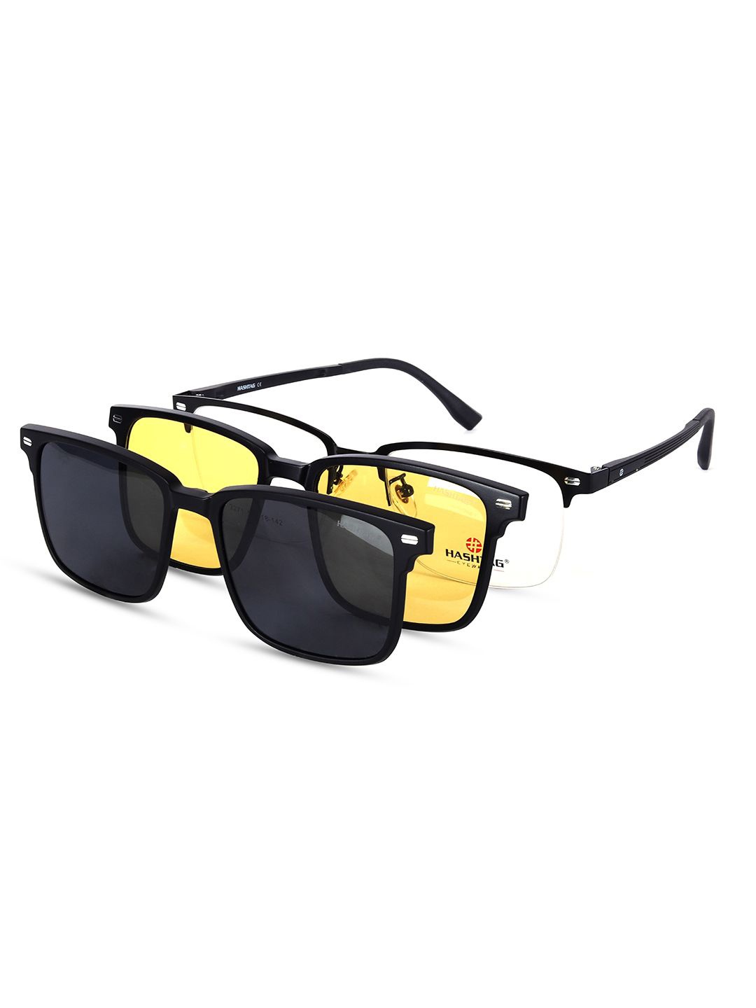 

HASHTAG EYEWEAR Unisex Full Rim Square Frames, Black