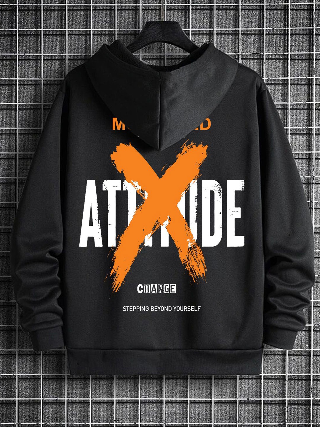 

zentik Men Printed Hooded Sweatshirt, Black