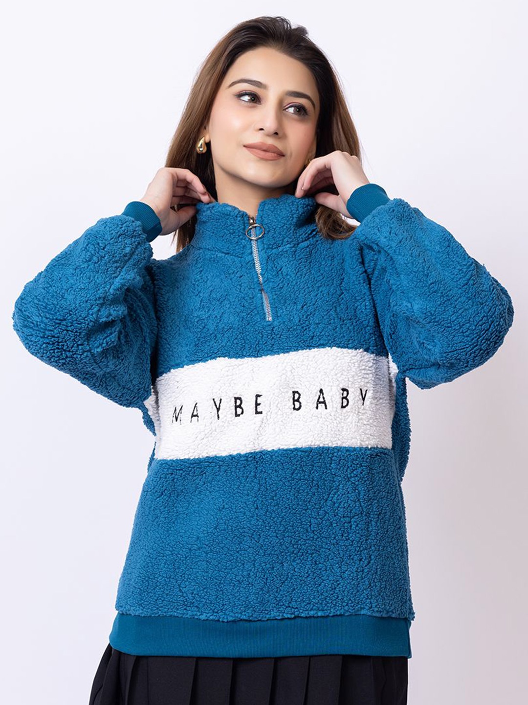 

DressBerry Women Colourblocked Pullover Sweatshirt, Blue