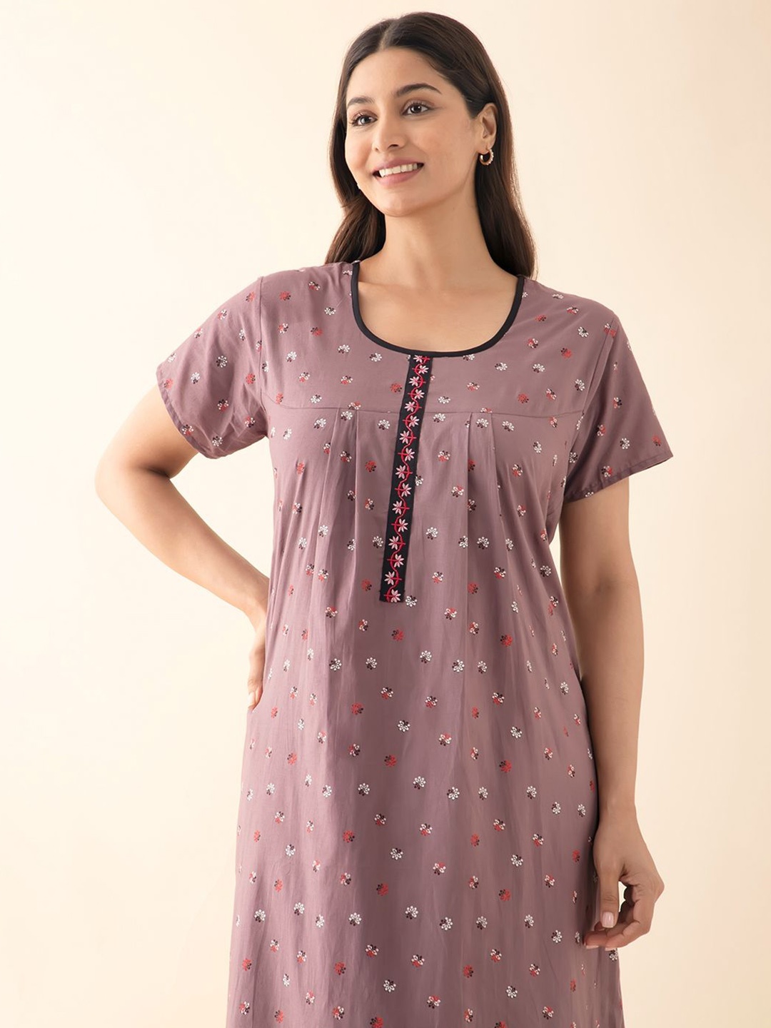 

Maybell Printed Maxi Nightdress, Mauve