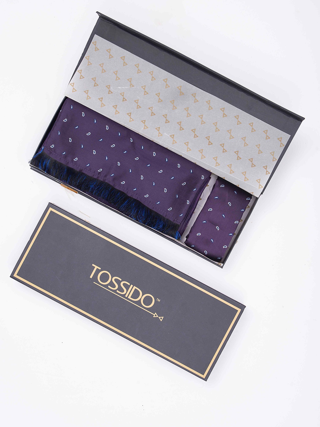 

Tossido Men Woven Design Stole, Purple