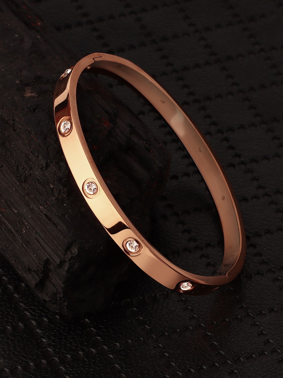 

DressBerry Stone Studded Kada Bracelet, Rose gold