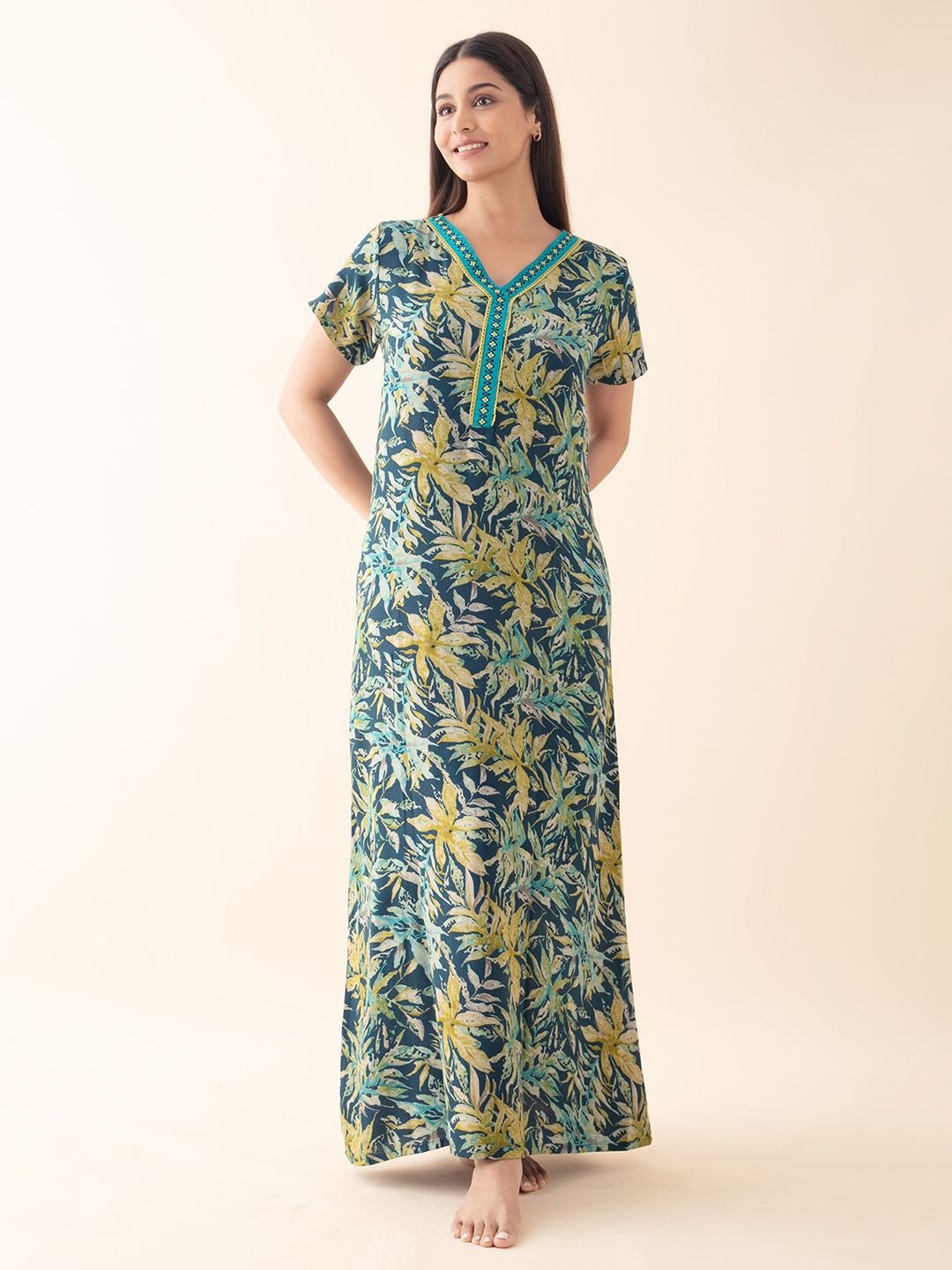 

Maybell Printed Maxi Nightdress, Blue