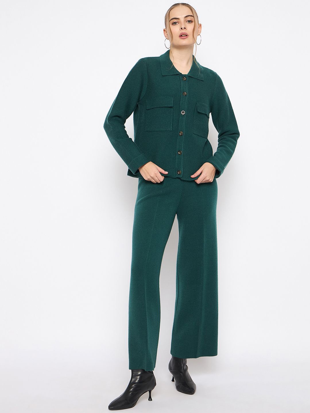 

Madame Shirt Collar Shirt & Trousers, Green