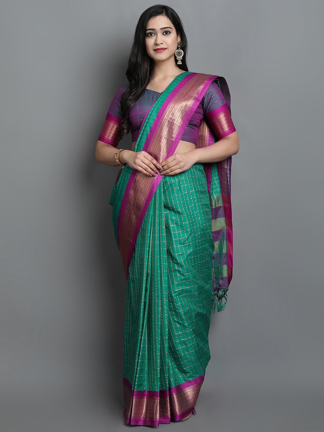 

yourwish Woven Design Zari Garad Saree, Sea green