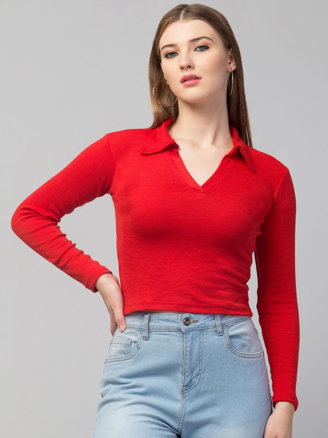 

Trend Level Women Cotton Crop Top, Red