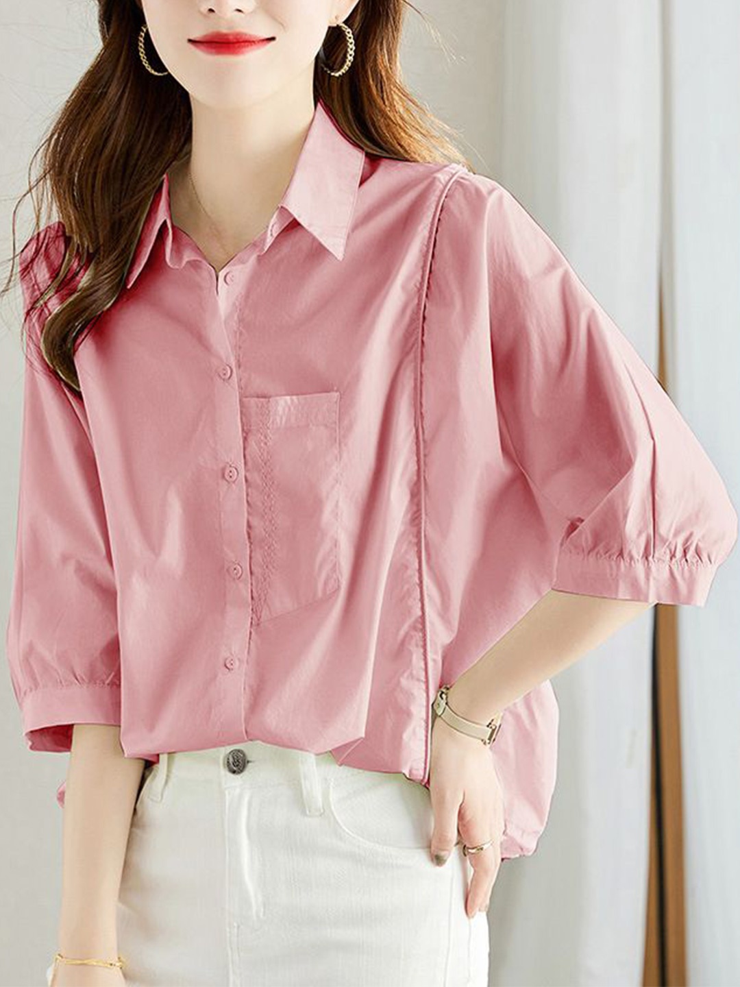 

StyleCast Cotton Shirt Style Top, Pink