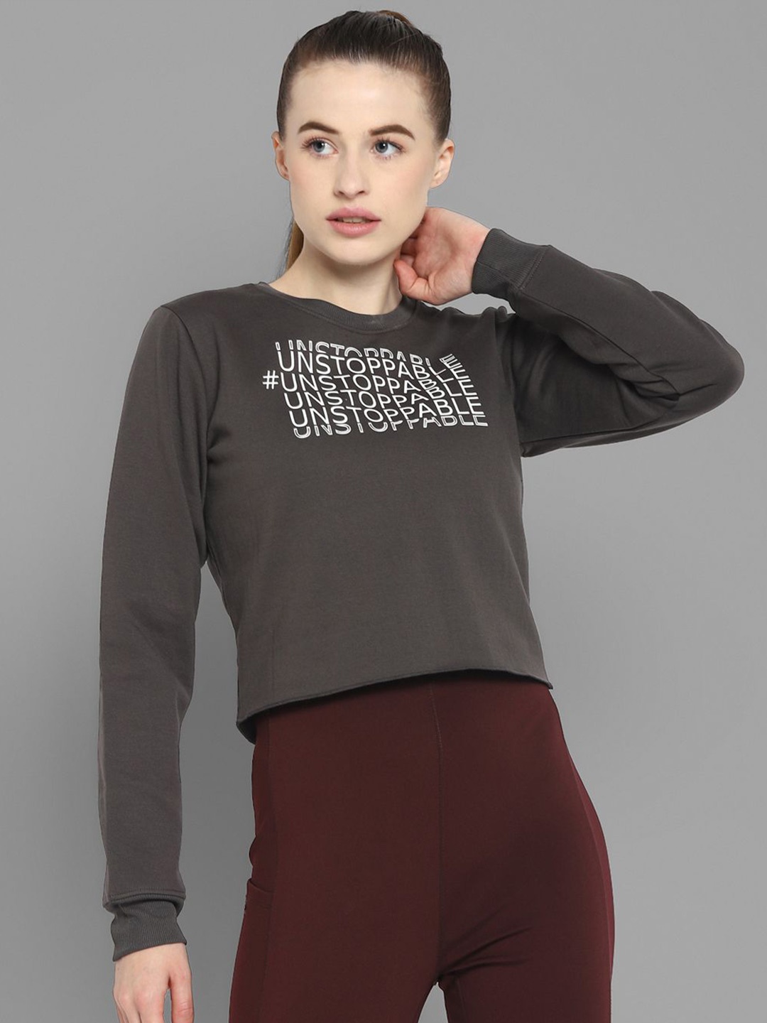 

HRX by Hrithik Roshan Women Printed Sweatshirt, Grey
