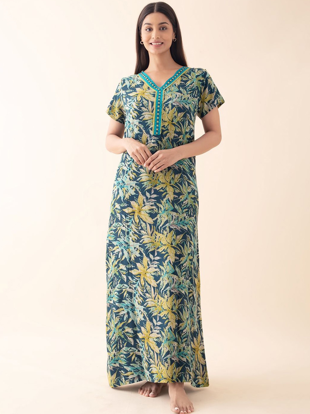 

Maybell Printed Maxi Nightdress, Blue