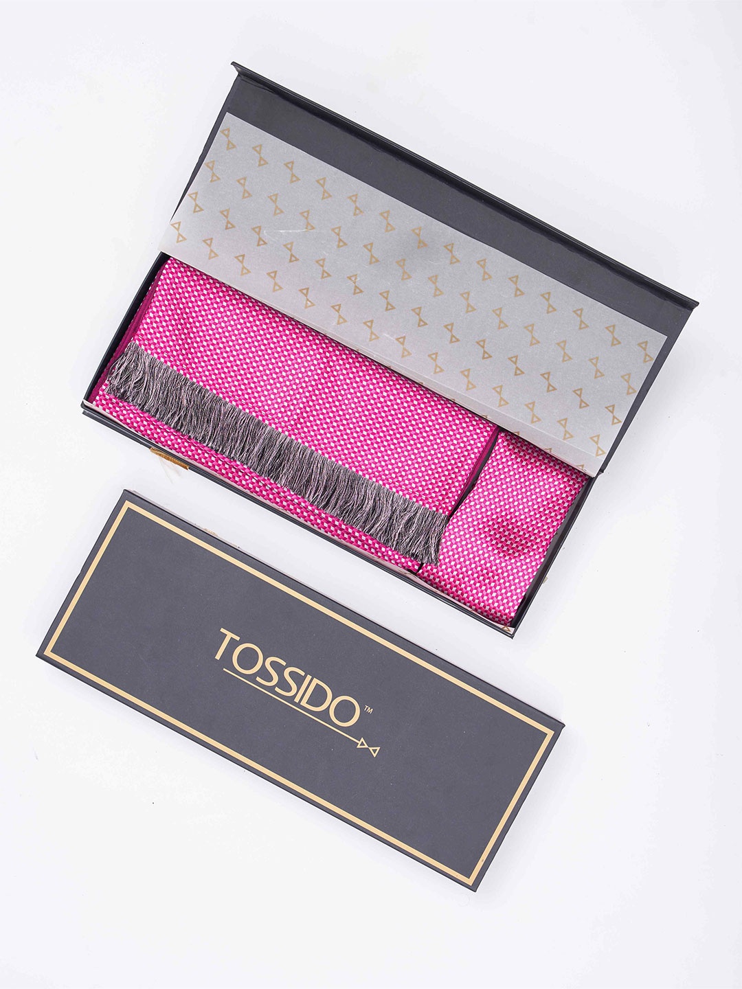 

Tossido Men Woven Design Stole, Pink