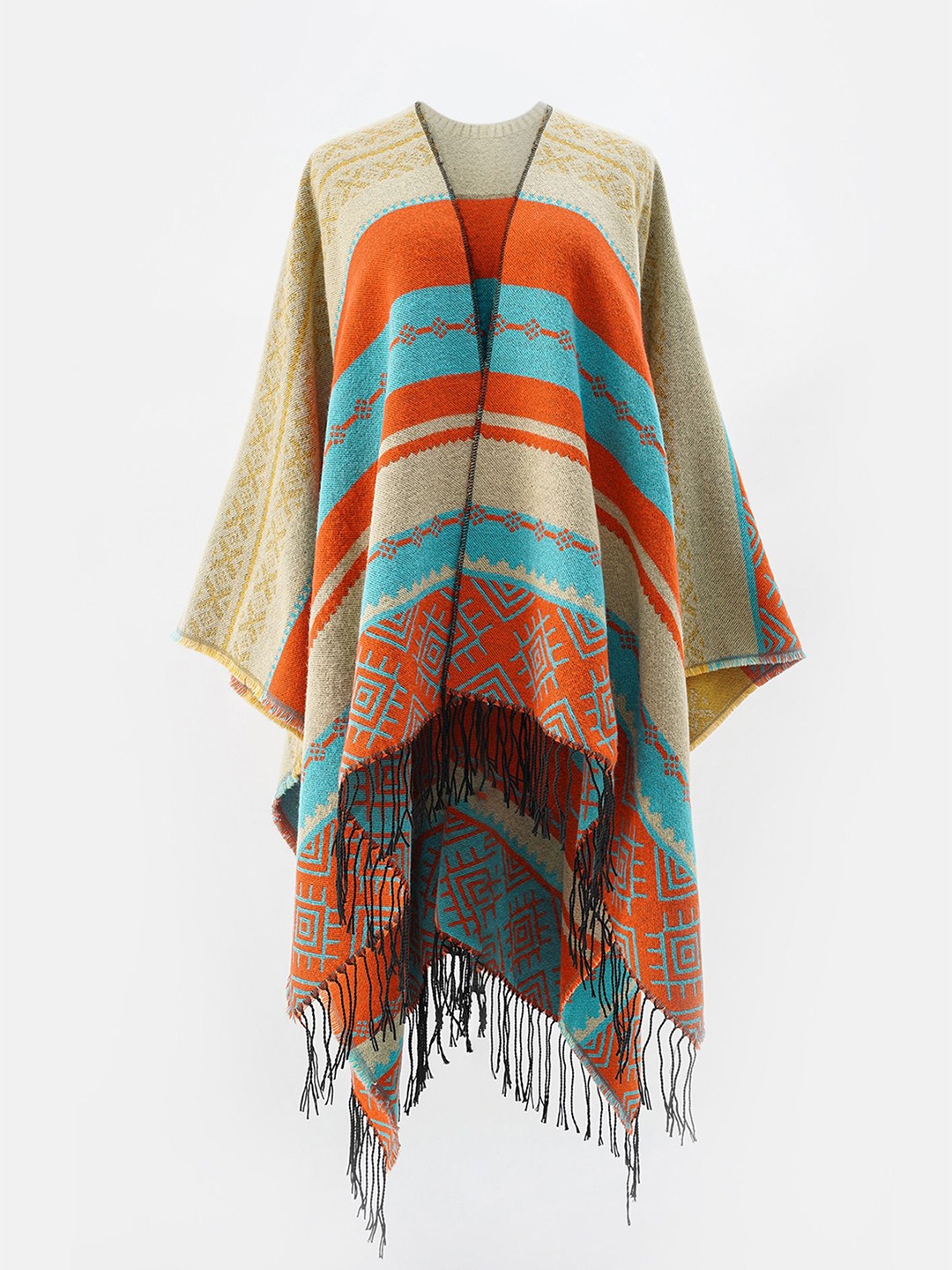 

LULU & SKY Women Printed Shrug, Orange