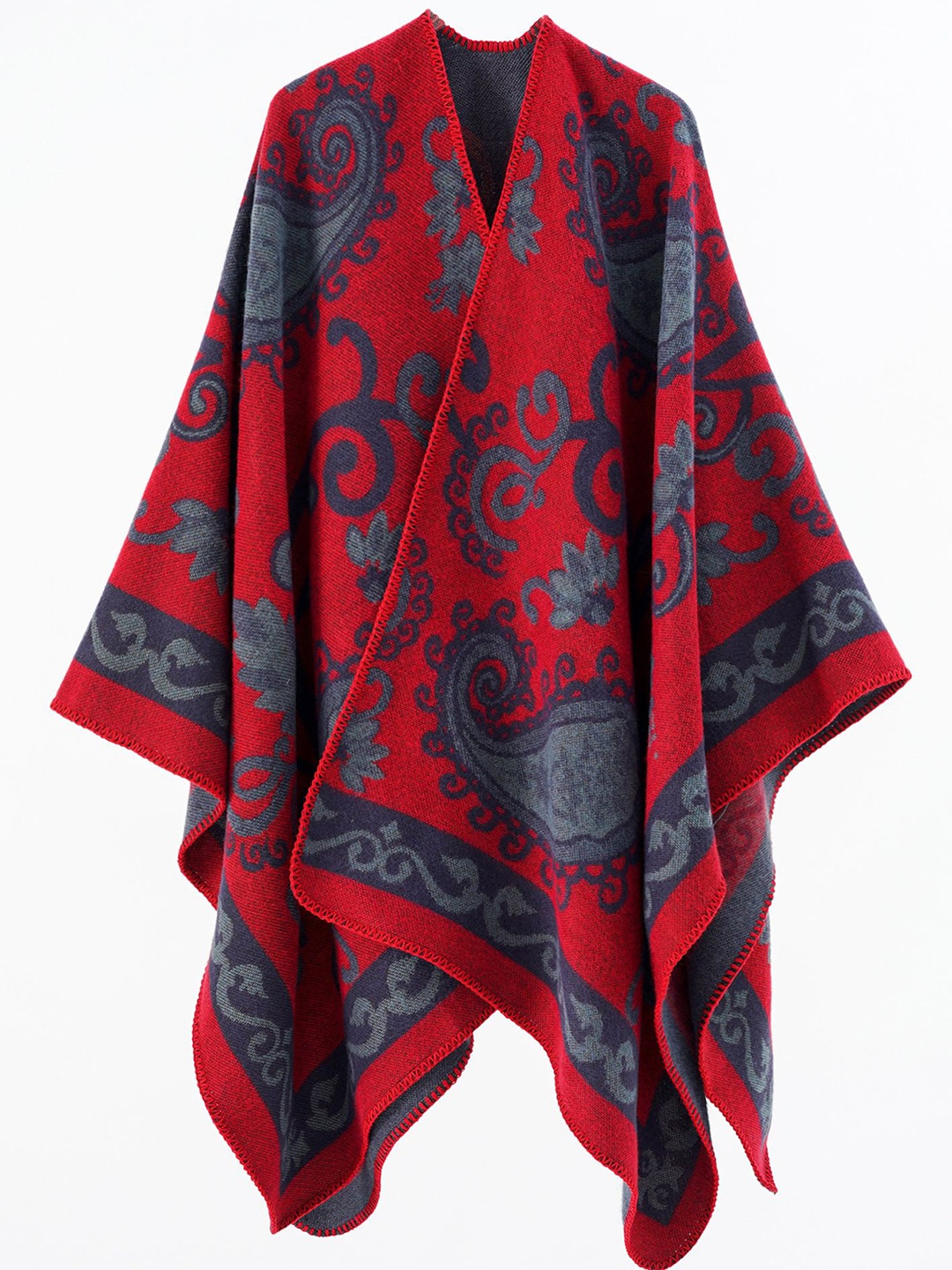 

LULU & SKY Women Printed Ethnic Shrug, Red